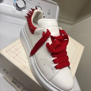 Alexander McQueen White Sneakers with Red Accents